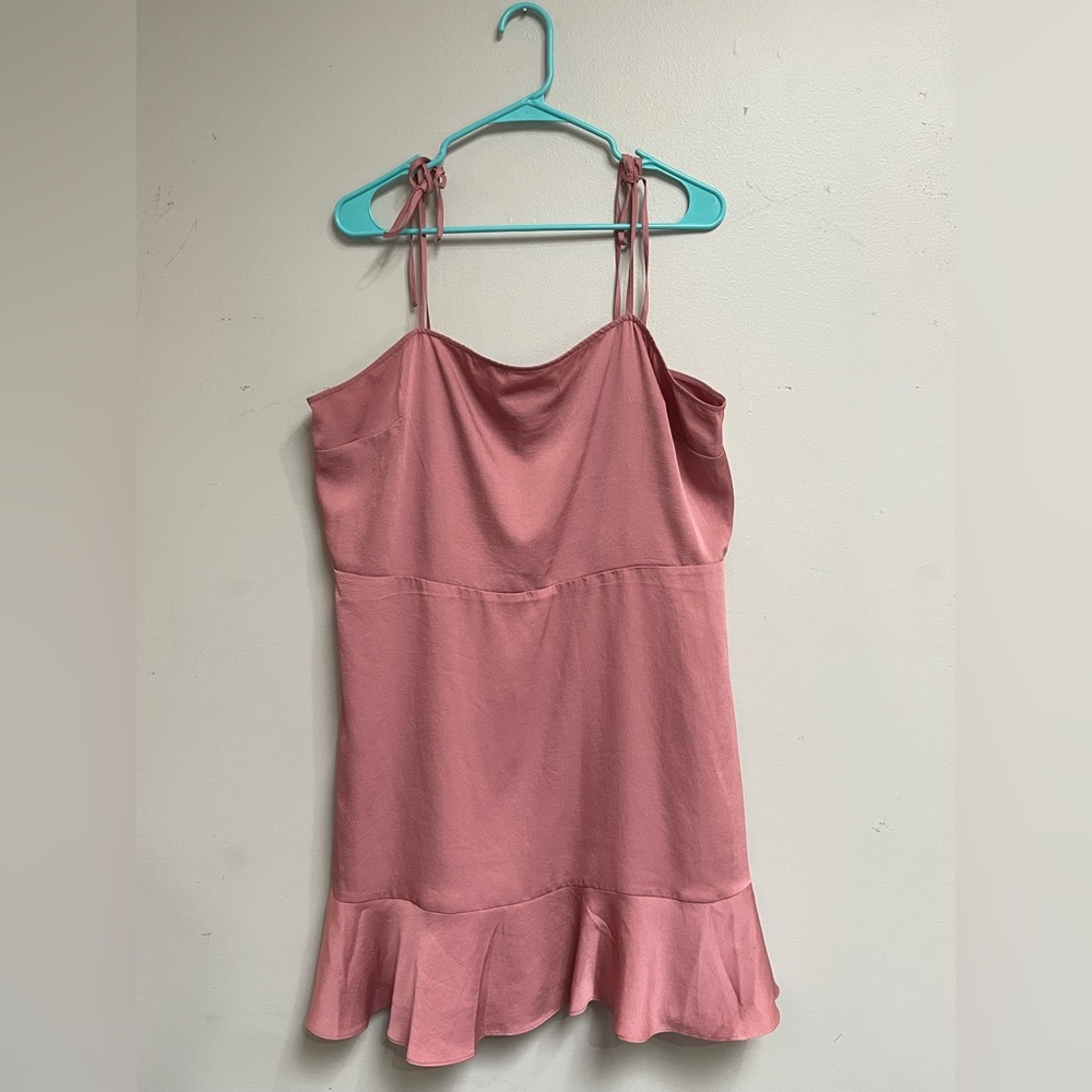 Ladies Pink Express Ruffle & Stretch Midi Dress | Size L